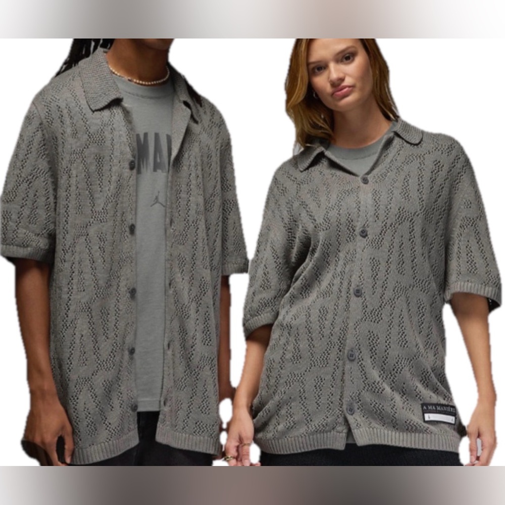 Jordan by A Ma Maniere knitted crochet shirt Streetwear large nwt